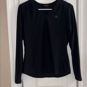Ariat Black Long-Sleeve Size Small V-Neck Performance Tee with Logo